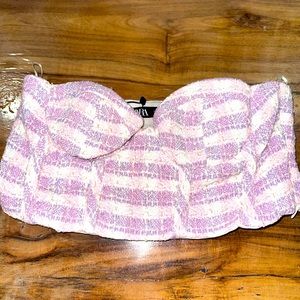 Zara Quilted Ribbed Bustier Crop Top